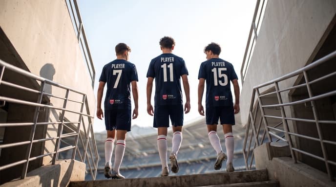 Alunos reunidos no campo durante instrução técnica do KNN Football Academy